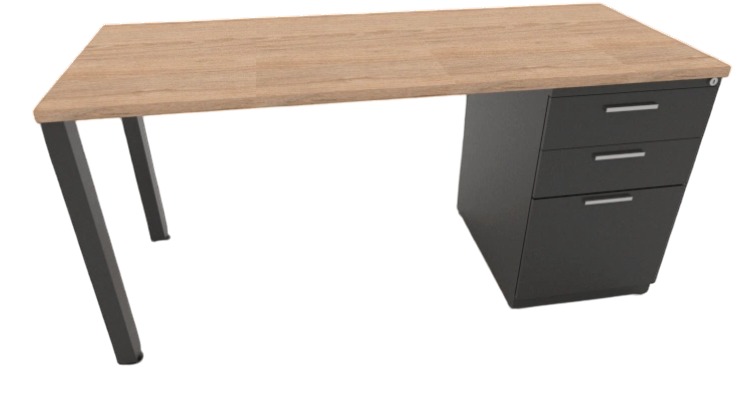 Escritorio con cajonera clásico de oficina en madera con 3 gavetas