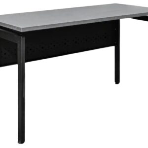 Escritorio recto de oficina en madera clara con estructura metálica