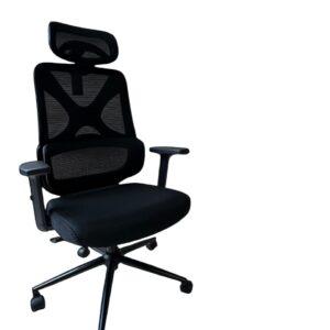 Silla Aero ergonómica de oficina negra con respaldo en malla y cabecera ajustable