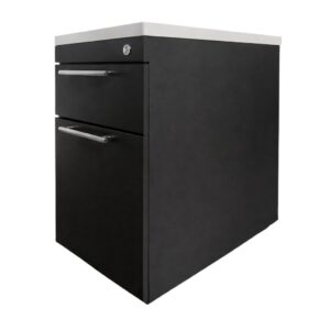 Cajonera de oficina 2 gavetas en madera con manijas metálicas